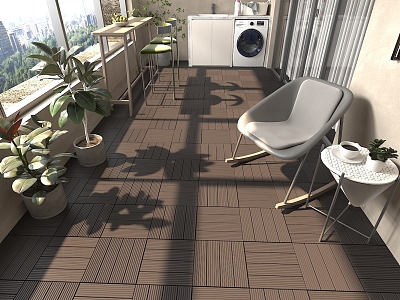 Plastic wood floor balcony 3d model