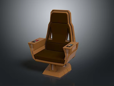 Ergonomic Equipment Seat Brown Modern Design With Armrest Control Panels And Stable Square Base 3d model