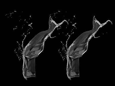 Clear Garden Ornament With Water Splash Effect And Splashing Drop Details 3d model