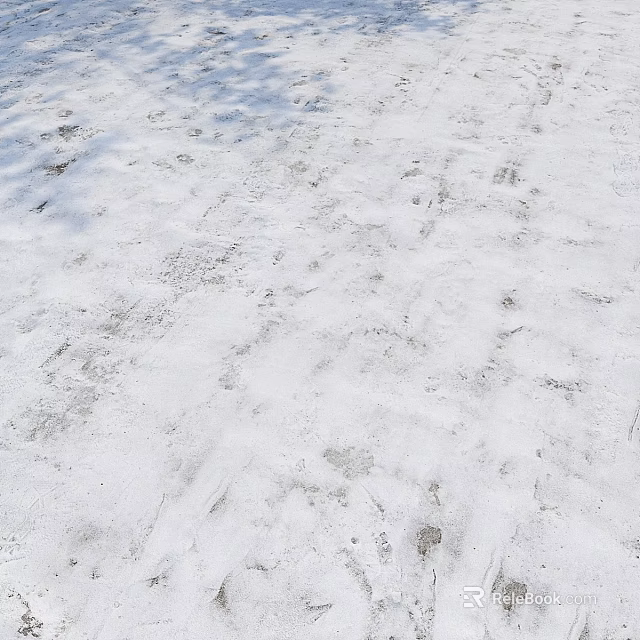 Natural Snowy Ground Surface in Winter Showing Multiple Footprints and Traces 3d model 