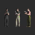 Men In Different Work Clothes Holding Various Tools Showcasing Different Poses 3d model