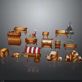 Vintage Handcrafted Wooden Furniture Collection With Benches Cabinets Tables And Cart