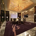 Luxurious Private Dining Room With Chandelier Dining Table Chairs And Decorative Walls