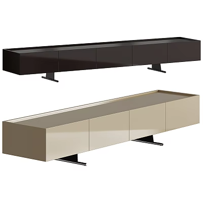 Modern TV Stand Design With Sleek Surface Storage Cabinets And Metal Support Legs 3d model
