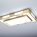 Elegant Golden Frame Square Round Ceiling Light With White Panel And Decorative Patterns 3d model