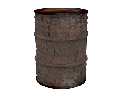 Rusty Cylindrical Metal Storage Locker With Cracked Surface And Metal Rings 3d model