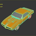Orange Classic Muscle Car With Sleek Design And Black Wheels On Dark Surface