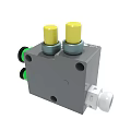 Industrial Air Oil Control Valve Gray Body With Yellow Knob And Green Ports