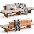 Japanese-style Sofa Living Room Sofa Straight Row Sofa Log Sofa 3d model
