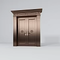 Bronze Double Doors With Classic Decorative Frame And Ornate Handles For Home Entrance