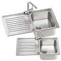 Stainless Steel Wash Basin With Double Bowl Drainer And Faucet Design