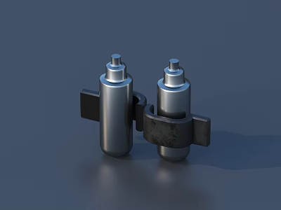 Industrial Equipment Metal Components Silver Cylindrical Parts With Top Knobs And Black Mounting Structures 3d model