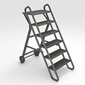 Portable Metal Ladder With Foldable Structure And Rolling Wheels For Multi Purpose Use 3d model