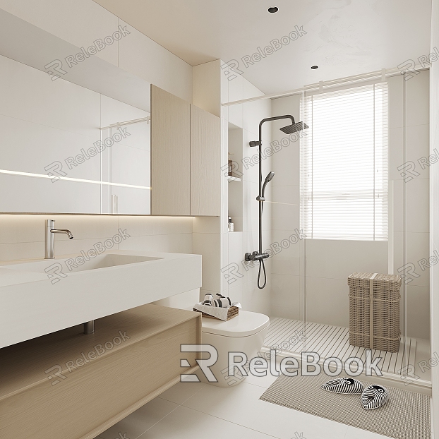 Modern Toilet Bathroom Toilet WC Public Toilet Bathroom Shower Room Toilet Washbasin Shower Partition Shower Room model