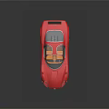 Red Classic Sports Car With Streamlined Design Transparent Roof And Orange Interior