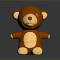 Plush Brown Teddy Bear Doll with Blue Eyes Light Belly Sitting on Gray Background