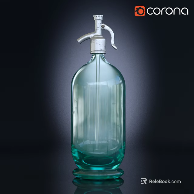 High Quality Green Glass Medical Device Spray Bottle with Metal Sprayer Head and Transparent Design 3d model 
