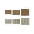 Pottery Barn Square Rugs With Geometric Circular Patterns In Blue Orange Tones