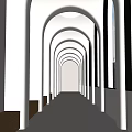 Elevator Corridor With White Arches Natural Light And City View 3d model