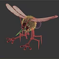 Realistic 3D Mosquito Game Movie Character With White Wings Black Body And Metal Legs