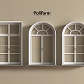 White Casement Windows Poliform Arched And Square Designs Mounted On Beige Wall