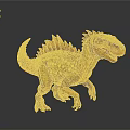 Realistic 3D Spiked Back Dinosaur Model With Orange Yellow Skin In Walking Pose