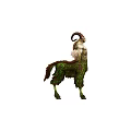 Horned Mythical Game Character With Green And Brown Fur Patterns