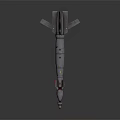 Military Missile 3D Model With White Body Red Markings Tail Fins And Orange Warhead