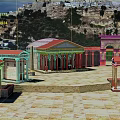 Classical European Architecture With Red Roofs Columns And Stone Courtyard On Hillside