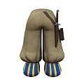 Brown Pants With Blue And Yellow Striped Cuffs Belt At Waist And Small Side Pouch