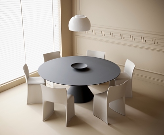 Modern Dining Table and Chair Combination Dining Chair Round Dining Table 3d model