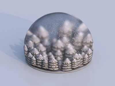 Decorative Ornament Set With Snow Globe Featuring Snowy Trees And Winter Scene 3d model