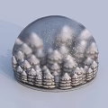 Decorative Ornament Set With Snow Globe Featuring Snowy Trees And Winter Scene