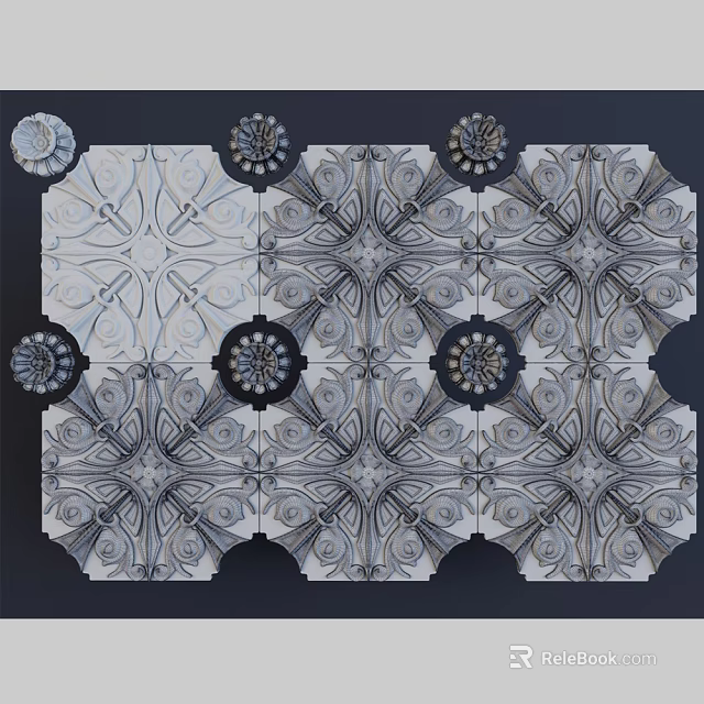 Ornate Ceiling Design With Intricate Symmetrical Patterns And Decorative Details 3d model