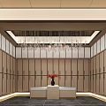 Luxurious Locker Hall Interior With Crystal Chandelier Wooden Lockers Central Table And Flower Vase