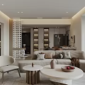 Modern Living Dining Room Interior With Sofa Dining Table Floor Lamp And City View Windows