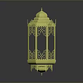 Yellow Lantern Light Fixture Combination With Intricate Carved Patterns And Decorative Design