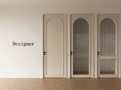 Modern Interior Design With Three Elegant Hinged Doors Featuring Glass Panels 3d model