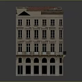 Classical Multi Story Building With Stone Facade Arched Windows And Red Roof 3d model
