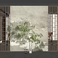 New Chinese-style screen partition screen 3d model