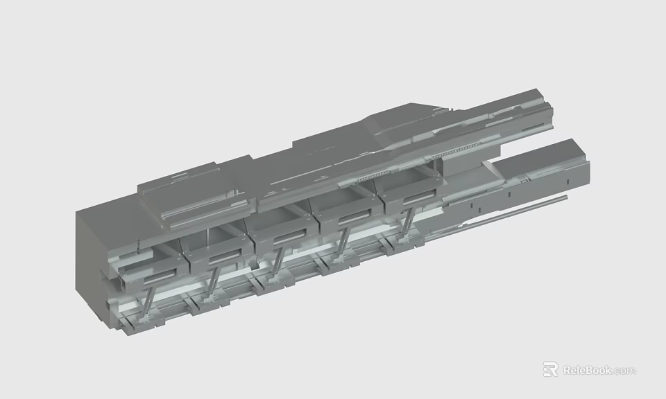 Gray Metal Mechanical Component With Grooves And Connection Structures 3d model