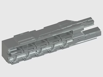 Gray Metal Mechanical Component With Grooves And Connection Structures 3d model