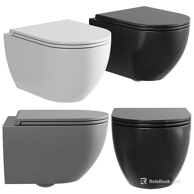 Sleek Modern Toilets in White Black Grey Contemporary Stylish Design 3d model 