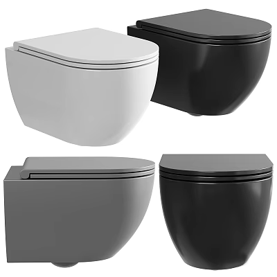 Sleek Modern Toilets in White Black Grey Contemporary Stylish Design 3d model