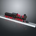 Black Model Steam Train With Red Details On Railway Track