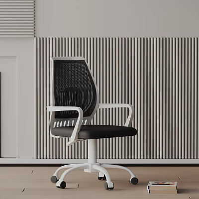 Ergonomic Office Chair with Mesh Back White Armrests Black Seat and Swivel Base 3d model