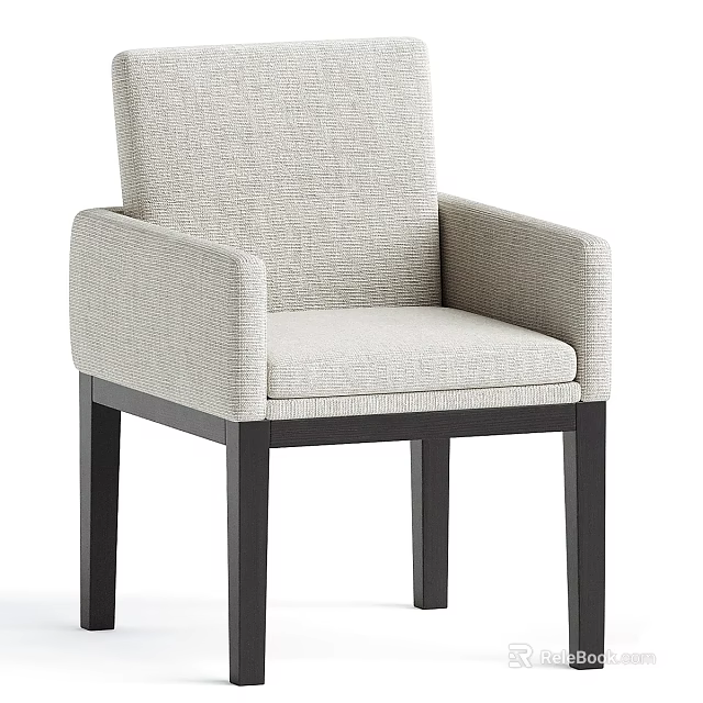 Modern Light Gray Fabric Accent Chair With Armrests And Black Legs 3d model 