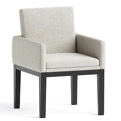 Modern Light Gray Fabric Accent Chair With Armrests And Black Legs 3d model