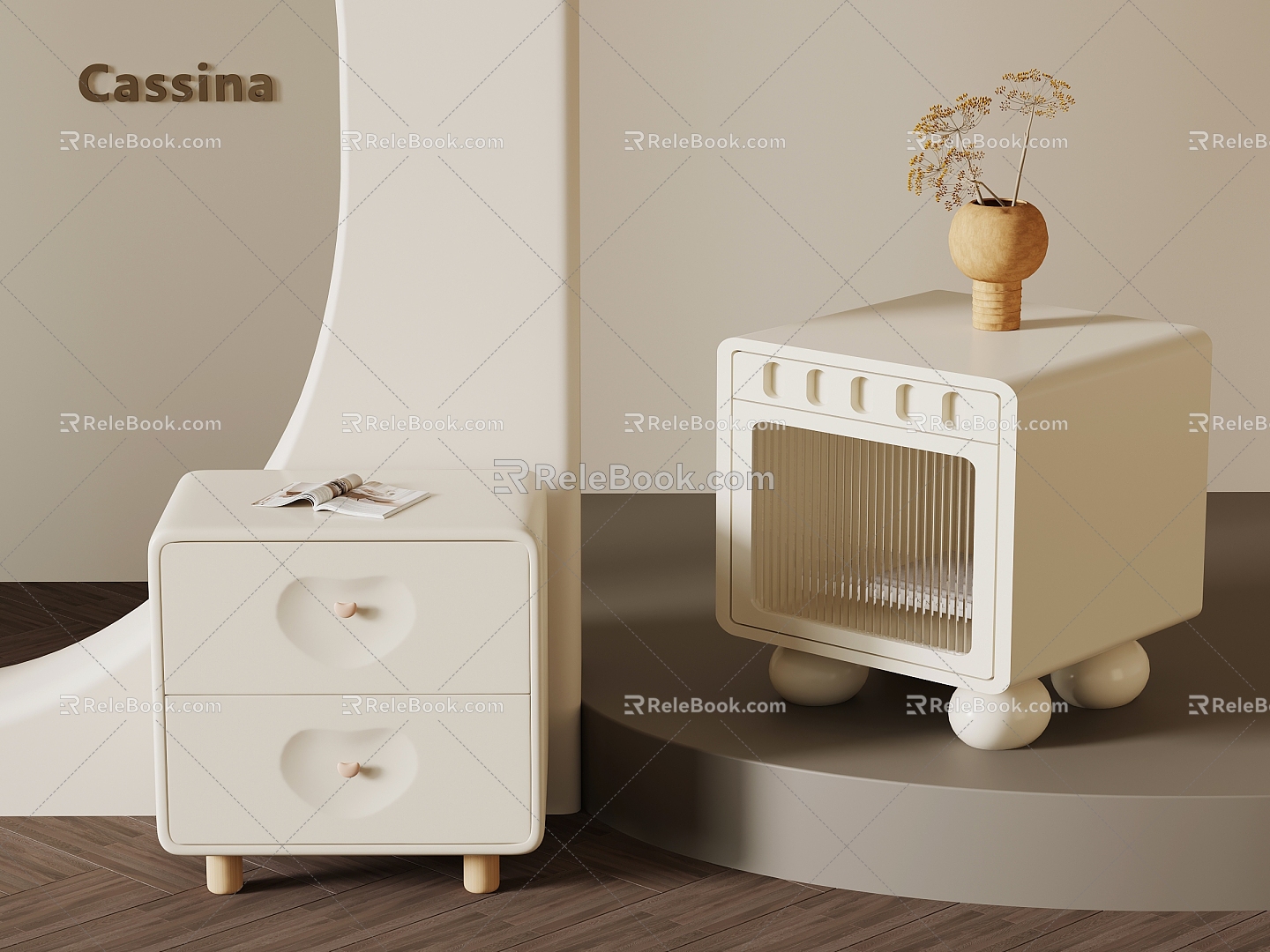 Cream wind bedside table 3d model