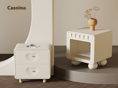 Cream wind bedside table 3d model